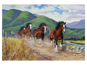 Horse greeting card titled Follow the Leader by artist Peter Hill