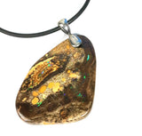 Boulder opal sterling silver pendant necklace