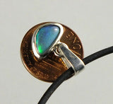 Black Opal sterling silver pendant with blue green colours