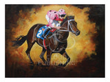 Horse racing greeting card of the famous Black Caviar by artist Peter Hill