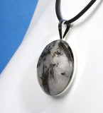 Black tourmaline 30mm sterling silver pendant necklace