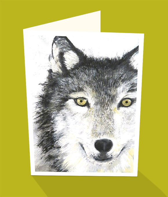 Black wolf greeting card by Emma Harris and Cloud Publishing