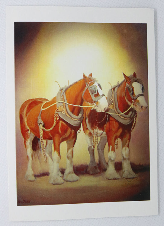 Clydesdale horse greeting card titled Betty & Beau by Peter Hill
