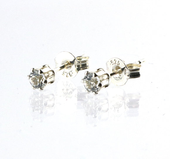 Sterling Silver 3mm White Topaz Stud Earrings from Cloud Publishing