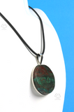 Sonora Chrysocolla 30mm round sterling silver pendant