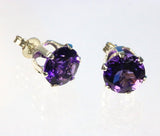 Amethyst 8mm grade AAA gemstones set in 8mm sterling silver studs with butterfly clasps