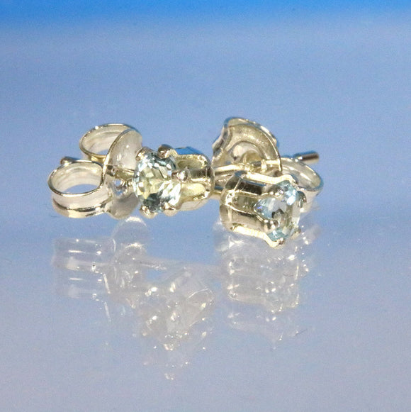 Sky Blue Topaz 3mm tiny sterling silver stud earrings