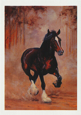 Clydesdale horse greeting card titled the Breakaway by Australian artist Peter Hill and published by Cloud Publishing