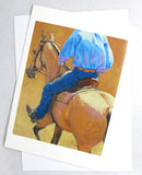 Horse riding greeting card by artist Sima Kokaev