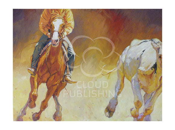 Horse riding card camp drafting by artist Sima Kokaev and published by Cloud Publishing