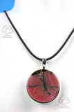 Pink and black Rhodonite sterling silver pendant necklace