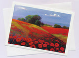 Poppy fields of Flanders. Lest we forget. A  painting by Australian Peter Hill and published as a greeting card by Cloud Publishing
