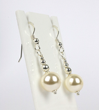 Jewelry on a greeting card. Bridal gift sterling silver & Swarovski Crystal Pearl earrings