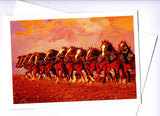 Clydesdale team of twelve in a row by Artist Peter Hill