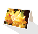 Gold Fantasy greeting card of gold colored zygocactus flowers