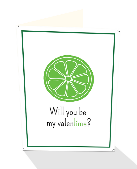 Will you be My Valenlime greeting card for Valentine's Day.
