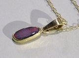 RED BLACK OPAL set in a 14K Gold Pendant Free Shipping & Tracking. Natural solid Black Opal from Lightning Ridge Australia