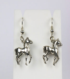 Horse sterling silver drop earrings