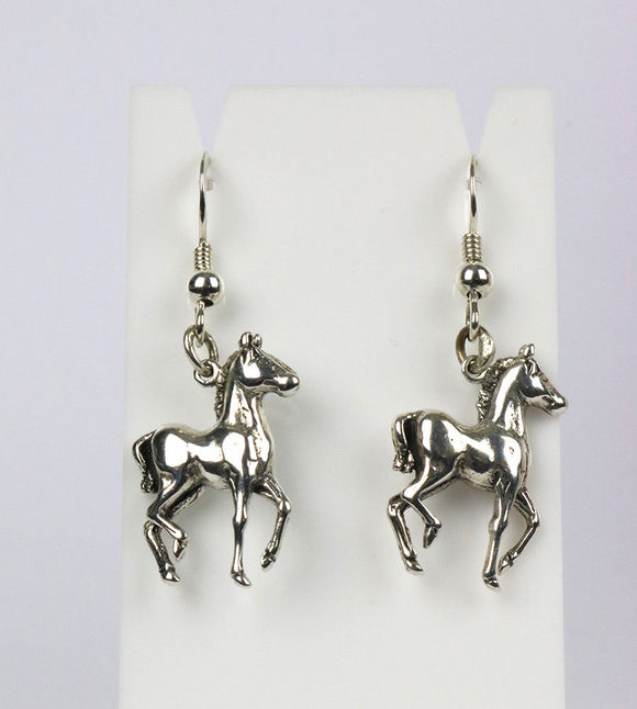 Horse sterling silver drop earrings