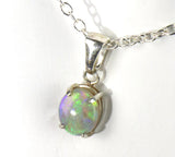 Dark Crystal green pastel opal sterling silver pendant necklace