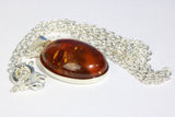Amber Sterling silver pendant necklace
