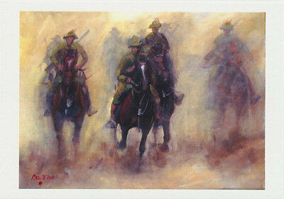 Australian Light Horsemen in battle charge greeting card by Australian artist Peter Hill and published by Cloud Publishing