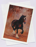 Clydesdale horse greeting card titled the Breakaway by Australian artist Peter Hill 